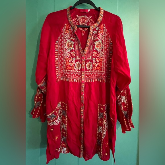 JOHNNY WAS RED floral embroidered tunic - Picture 2 of 5